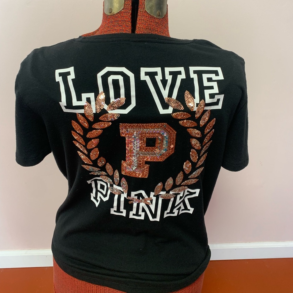 PINK Victoria's Secret Classic Black Tee sequins sparkles